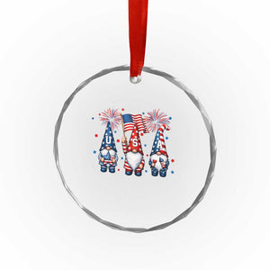 Red White Blue Gnomes Fireworks Crystal Glass Ornament Patriotic 4th Of July