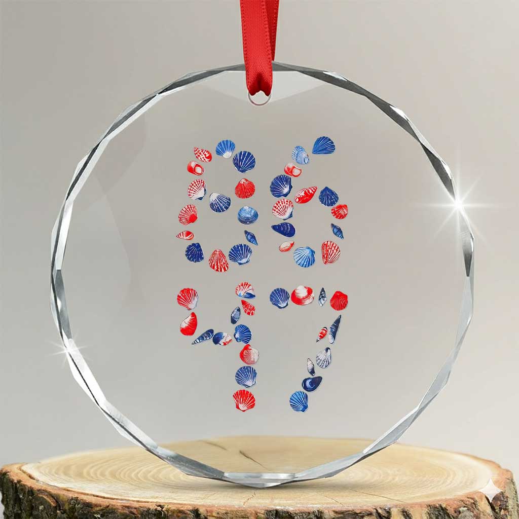 Red White Blue Seashell 8647 Crystal Glass Ornament Viral 2026 Beach Walk Satire Graphic TS12 Transparent Glass 3'' Circle Print Your Wear