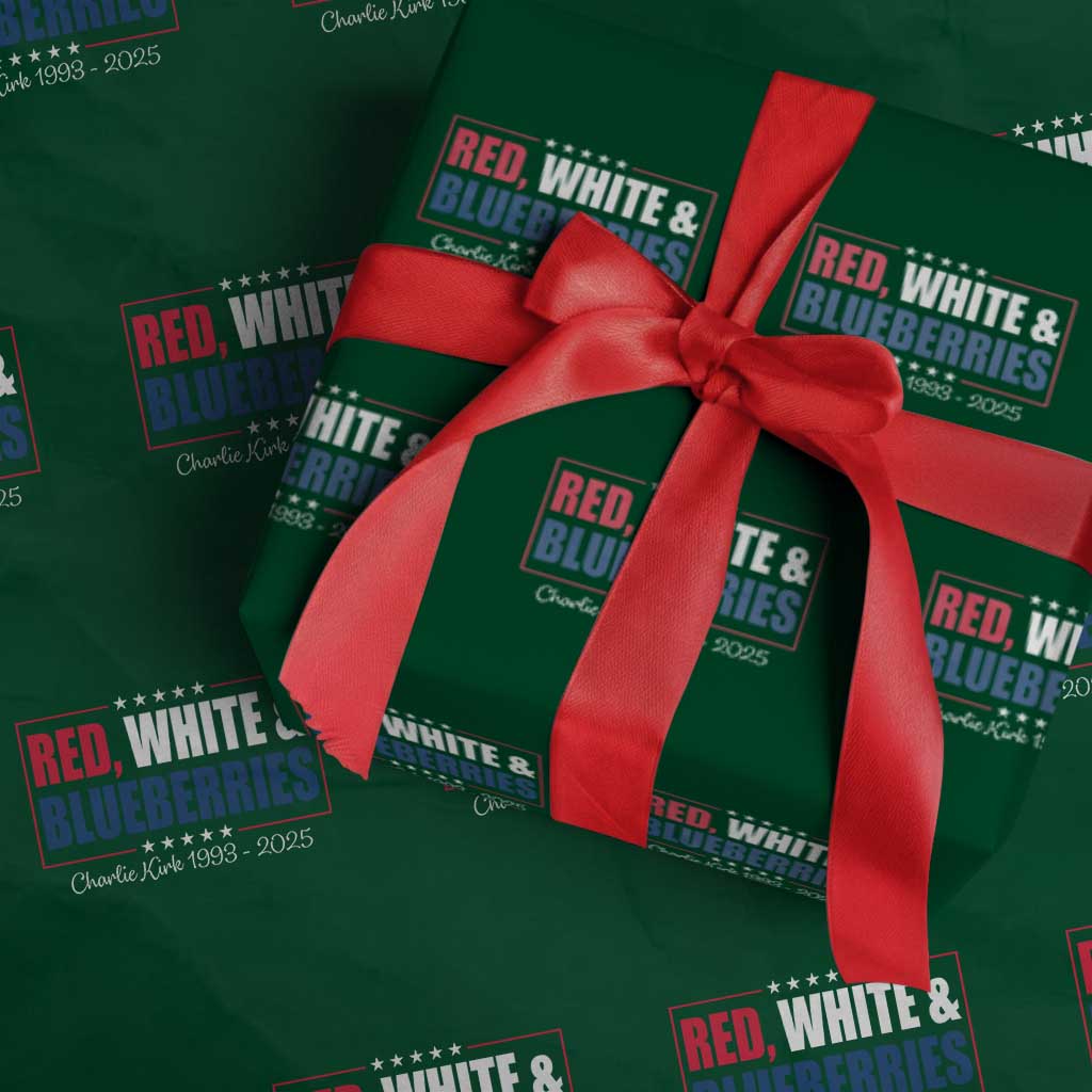 Red White Blueberries Wrapping Paper Roll Charlie Kirk Inspired Patriotic Memorial Freedom TS10 Green Print Your Wear