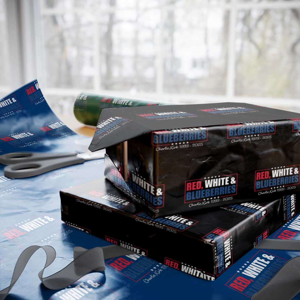 Red White Blueberries Wrapping Paper Roll Charlie Kirk Inspired Patriotic Memorial Freedom TS10 Black Print Your Wear