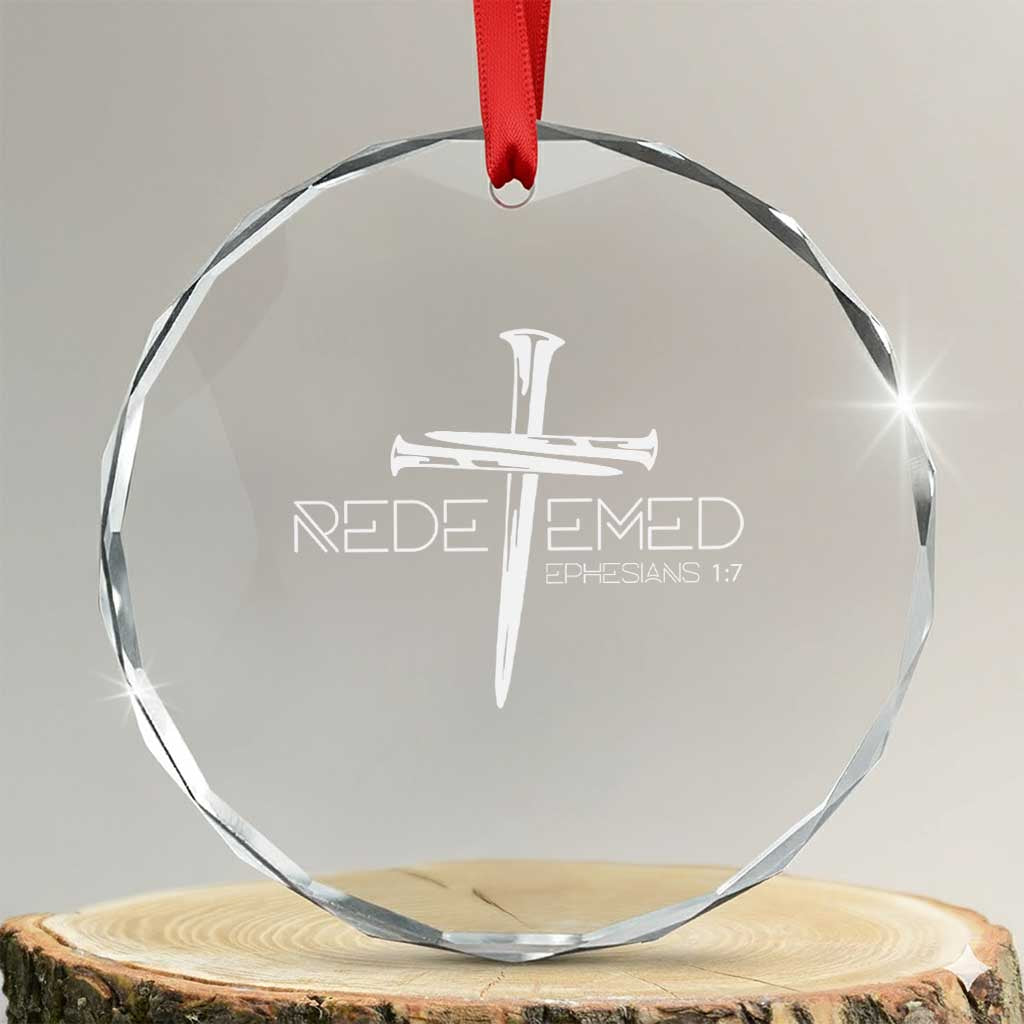 Redeemed Christian Vintage Ephesians Bible Verse Redemption Crystal Glass Ornament TS11 Transparent Glass 3'' Circle Print Your Wear