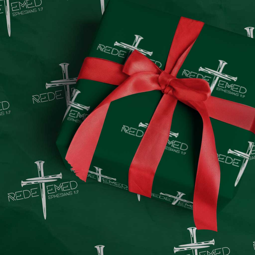 Redeemed Christian Vintage Ephesians Bible Verse Redemption Wrapping Paper Roll TS11 Green Print Your Wear
