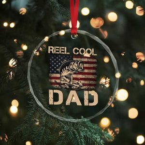 Reel Cool Dad Crystal Glass Ornament Funny Fishing USA Flag Patriotic Fisherman Fathers Day TS10 Print Your Wear