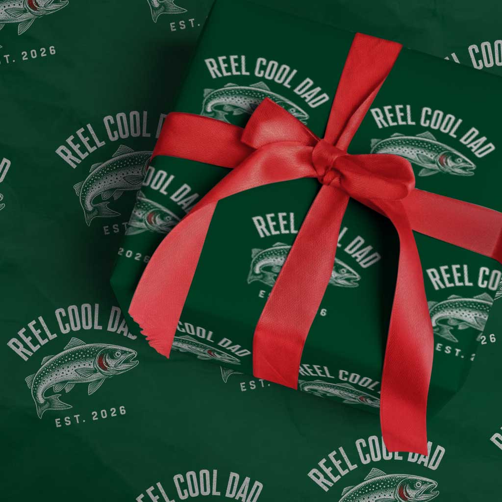 Reel Cool Dad Est 2026 Wrapping Paper Roll Trout Fishing Vintage First Time Dad Fathers Day TS10 Green Print Your Wear