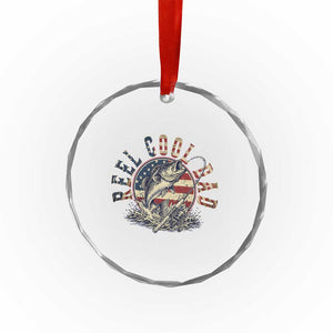 Reel Cool Dad Graphic Crystal Glass Ornament 4th Of July Fishing Patriotic Dad TS12 Print Your Wear