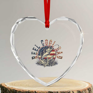 Reel Cool Dad Graphic Heart Crystal Glass Ornament 4th Of July Fishing Patriotic Dad TS12 Transparent Glass 3'' Heart Print Your Wear