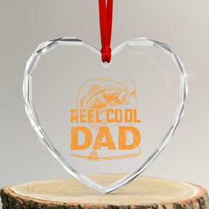 Reel Cool Dad Heart Crystal Glass Ornament Funny Fishing Fisherman Fathers Day TS10 Transparent Glass 3'' Heart Print Your Wear
