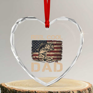 Reel Cool Dad Heart Crystal Glass Ornament Funny Fishing USA Flag Patriotic Fisherman Fathers Day TS10 Transparent Glass 3'' Heart Print Your Wear