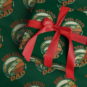 Reel Cool Dad Wrapping Paper Roll Funny Fathers Day Fishing Lover Fisherman TS10 Green Print Your Wear
