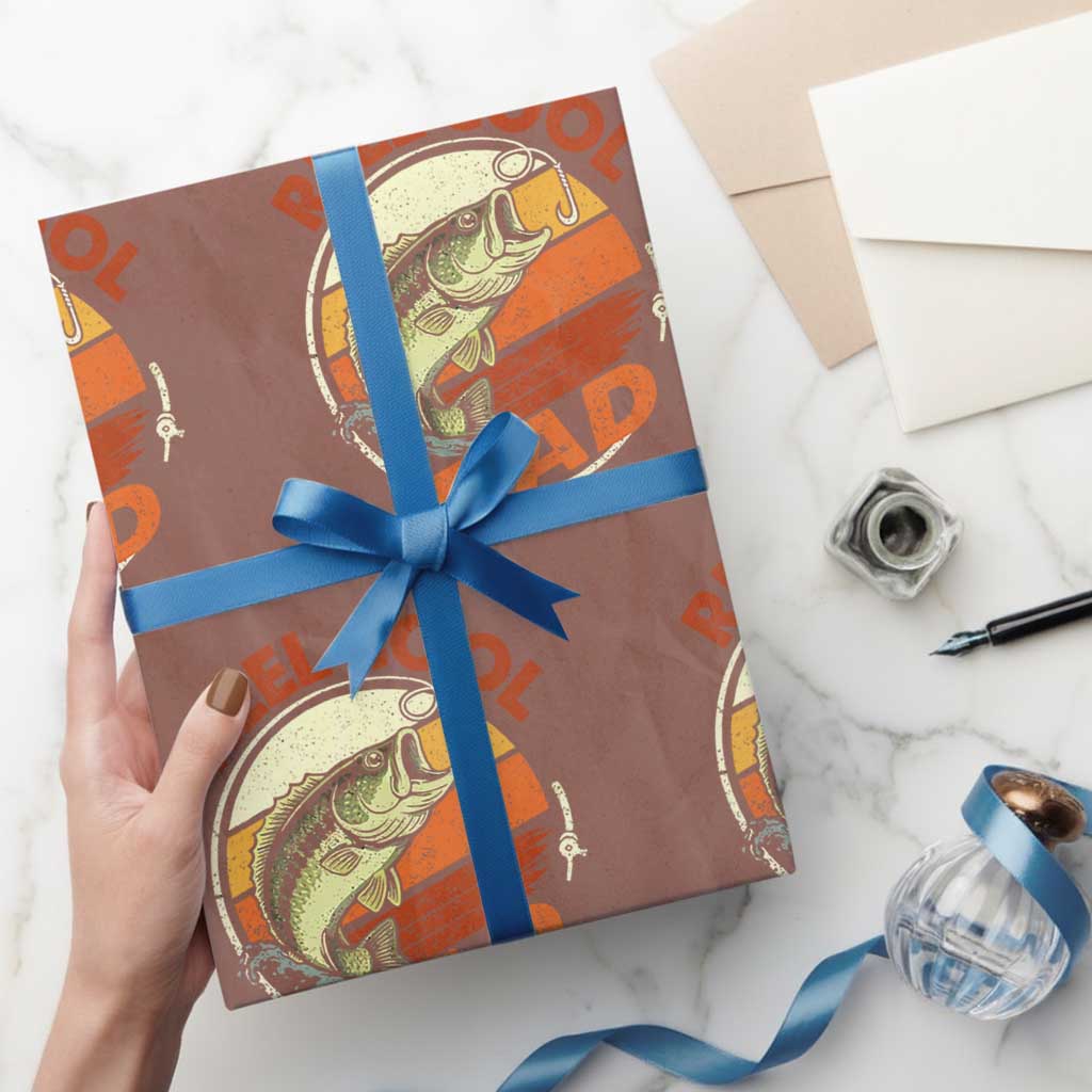 Reel Cool Dad Wrapping Paper Roll Funny Fathers Day Fishing Lover Fisherman TS10 Mocha Print Your Wear