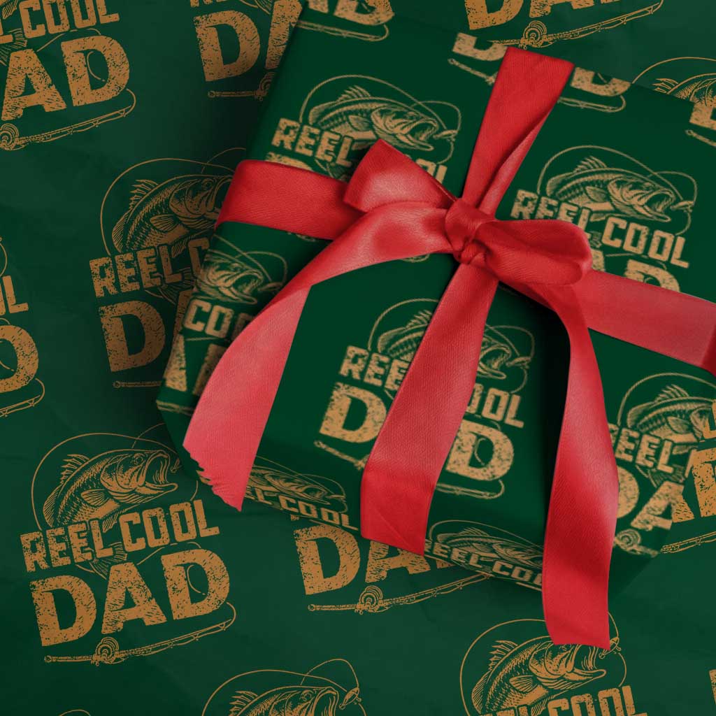 Reel Cool Dad Wrapping Paper Roll Funny Fishing Fisherman Fathers Day TS10 Green Print Your Wear