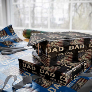 Reel Cool Dad Wrapping Paper Roll Funny Fishing USA Flag Patriotic Fisherman Fathers Day TS10 Black Print Your Wear