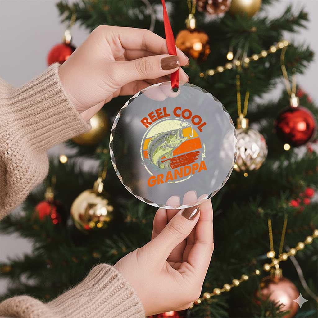 Reel Cool Grandpa Crystal Glass Ornament Funny Fathers Day Dada Fishing Lover Fisherman TS10 Print Your Wear