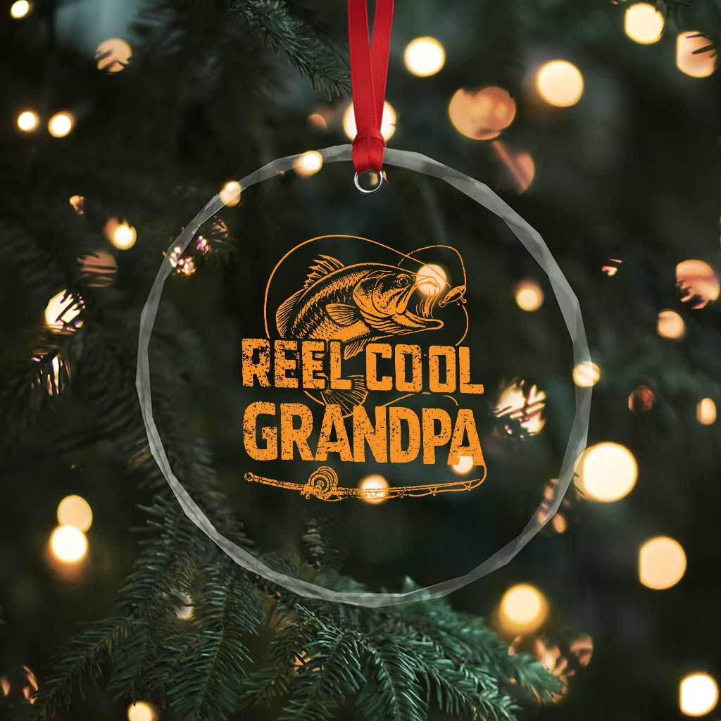 Reel Cool Grandpa Crystal Glass Ornament Funny Fishing Fisherman Fathers Day TS10 Print Your Wear