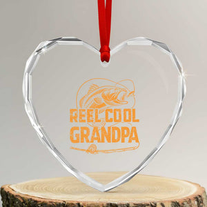 Reel Cool Grandpa Heart Crystal Glass Ornament Funny Fishing Fisherman Fathers Day TS10 Transparent Glass 3'' Heart Print Your Wear