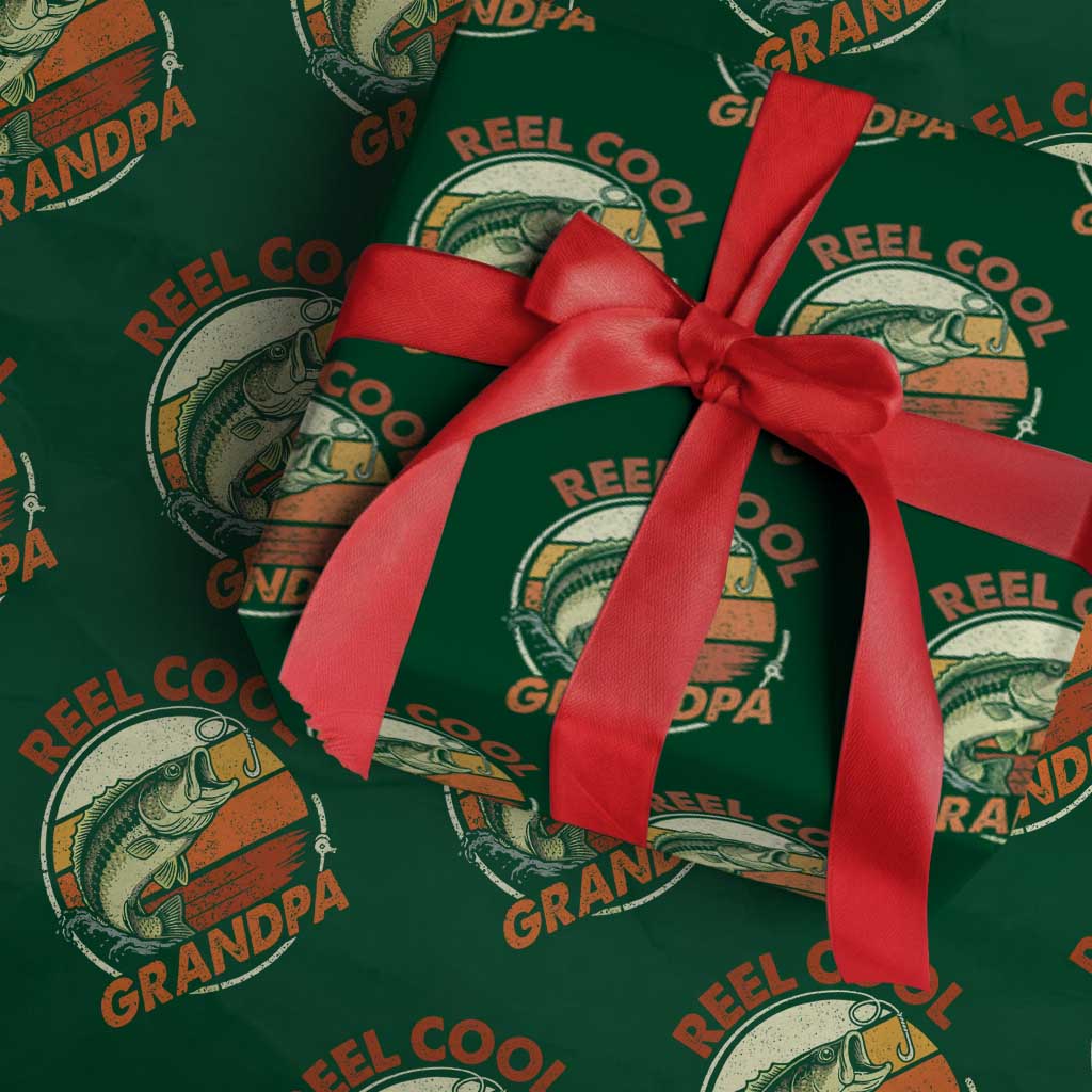 Reel Cool Grandpa Wrapping Paper Roll Funny Fathers Day Dada Fishing Lover Fisherman TS10 Green Print Your Wear