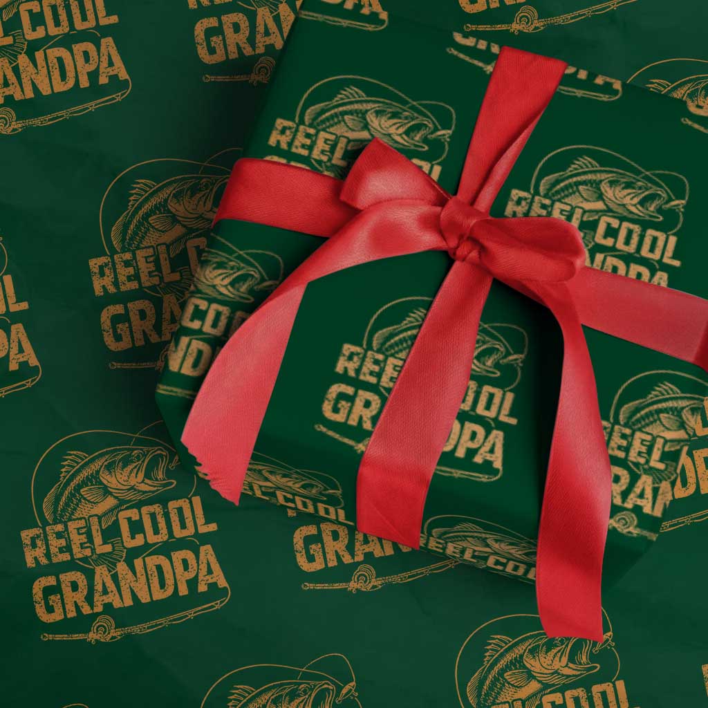 Reel Cool Grandpa Wrapping Paper Roll Funny Fishing Fisherman Fathers Day TS10 Green Print Your Wear