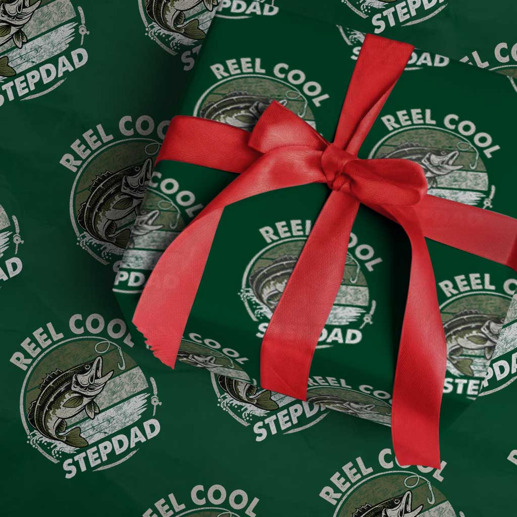 Reel Cool Stepdad Wrapping Paper Roll Fathers Day Gift for Fisherman Bonus Dad