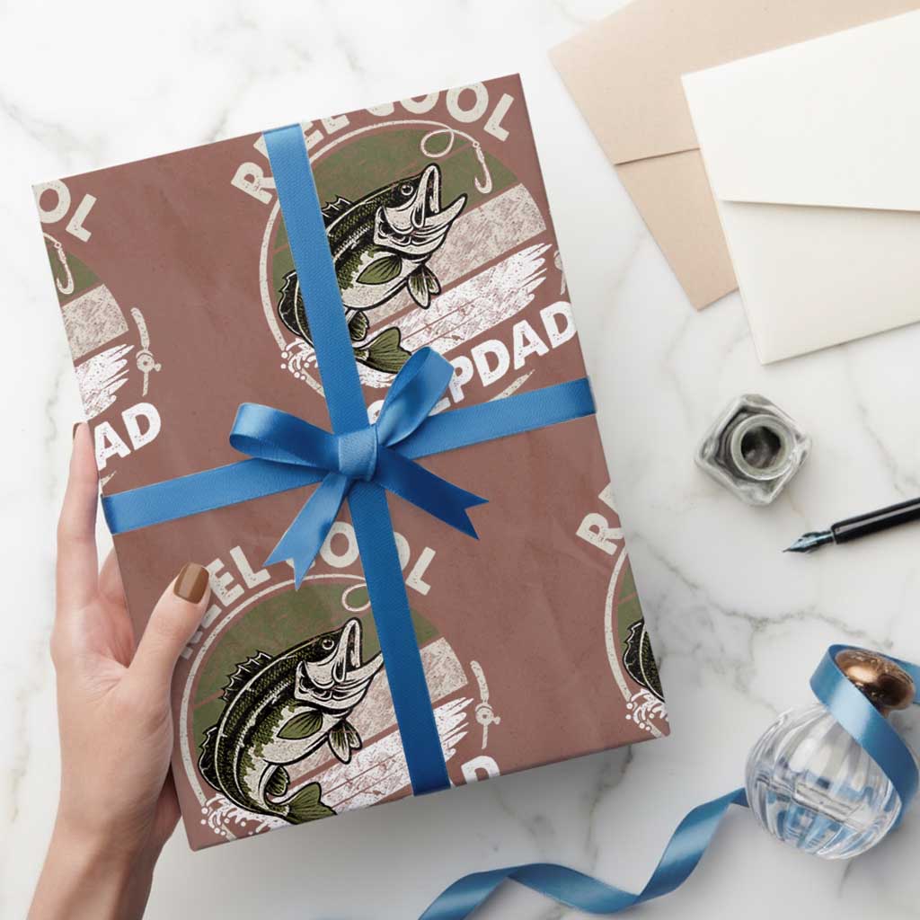 Reel Cool Stepdad Wrapping Paper Roll Fathers Day Gift for Fisherman Bonus Dad