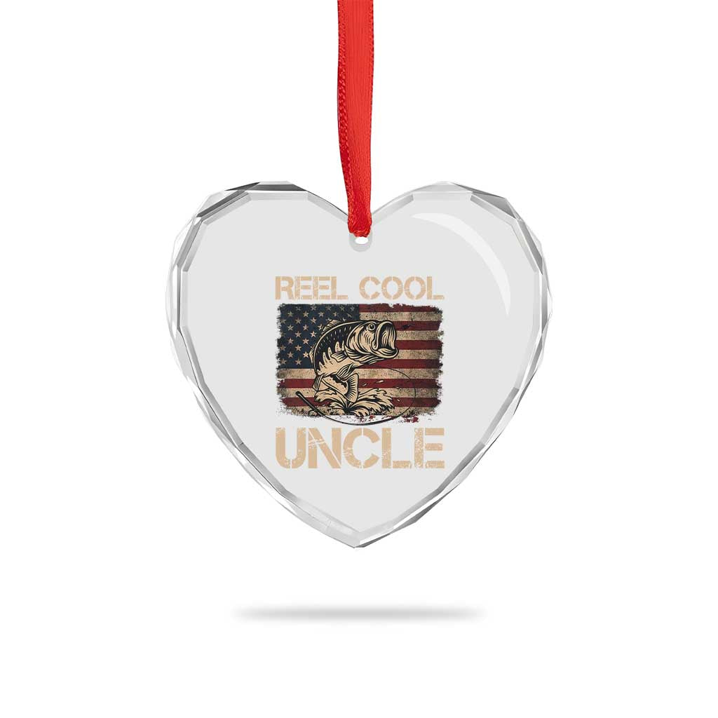 Reel Cool Uncle Heart Crystal Glass Ornament Funny Fishing USA Flag Patriotic Fisherman Fathers Day TS10 Print Your Wear