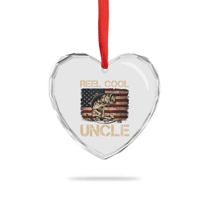 Reel Cool Uncle Heart Crystal Glass Ornament Funny Fishing USA Flag Patriotic Fisherman Fathers Day TS10 Print Your Wear