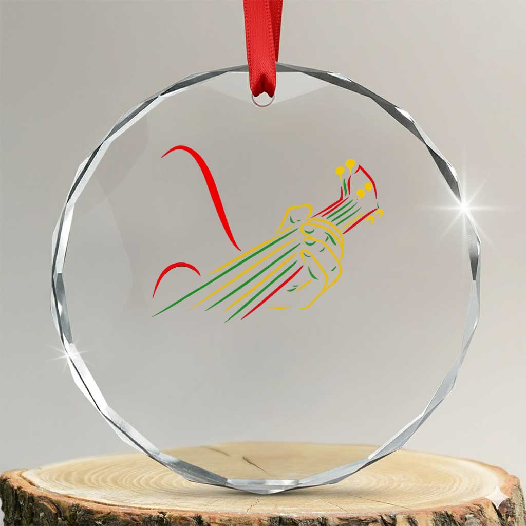 Reggae Guitar Crystal Glass Ornament Rasta Music Gift for Guitar Lovers TS10 Transparent Glass 3'' Circle Print Your Wear