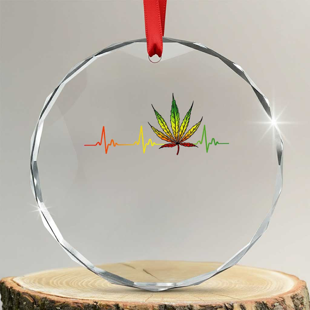 Reggae Weed Crystal Glass Ornament Rasta Marijuana Leaf Heartbeat Weed Lovers 420 TS10 Transparent Glass 3'' Circle Print Your Wear