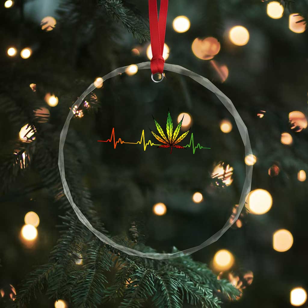 Reggae Weed Crystal Glass Ornament Rasta Marijuana Leaf Heartbeat Weed Lovers 420 TS10 Print Your Wear