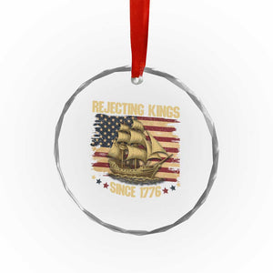 Rejecting Kings Since 1776 Crystal Glass Ornament Historic Ship Sailboat Distressed American Flag TS02 Print Your Wear