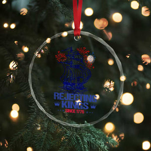 Rejecting Kings Since 1776 Crystal Glass Ornament Vintage Patriotic Ship 4th Of July Fireworks TS02 Print Your Wear