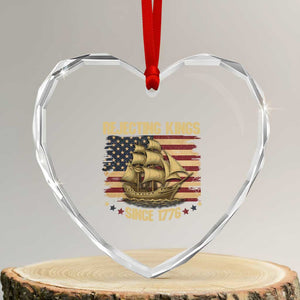 Rejecting Kings Since 1776 Heart Crystal Glass Ornament Historic Ship Sailboat Distressed American Flag TS02 Transparent Glass 3'' Heart Print Your Wear