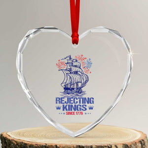 Rejecting Kings Since 1776 Heart Crystal Glass Ornament Vintage Patriotic Ship 4th Of July Fireworks TS02 Transparent Glass 3'' Heart Print Your Wear