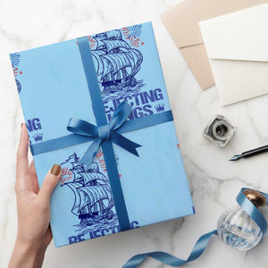 Rejecting Kings Since 1776 Wrapping Paper Roll Vintage Patriotic Ship 4th Of July Fireworks TS02 Light Blue Print Your Wear