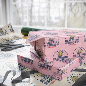Rejecting Kings Since 1776 Wrapping Paper Roll Vintage Patriotic Ship No King In America TS02 Light Pink Print Your Wear