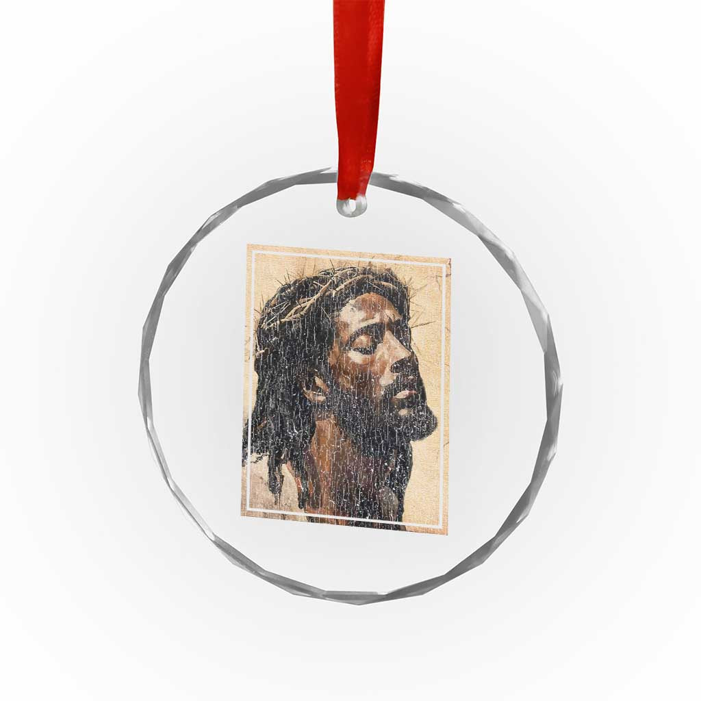Religious Black Jesus With Crown Of Thorns Crystal Glass Ornament TS11 Print Your Wear