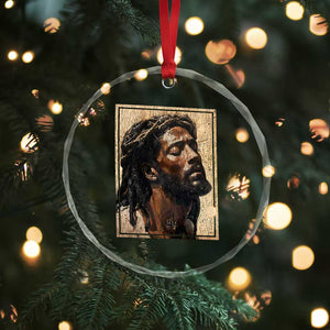 Religious Black Jesus With Crown Of Thorns Crystal Glass Ornament TS11 Print Your Wear