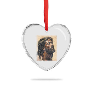 Religious Black Jesus With Crown Of Thorns Heart Crystal Glass Ornament TS11 Print Your Wear