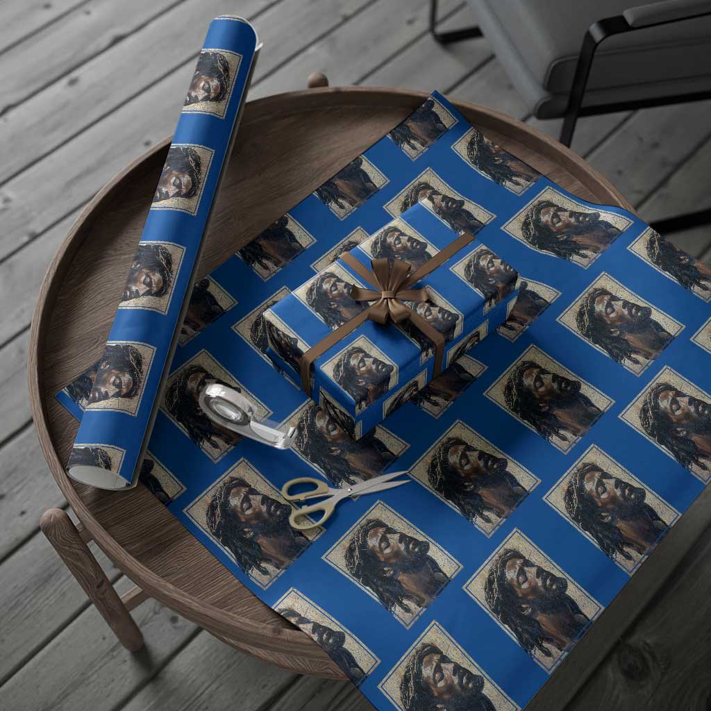 Religious Black Jesus With Crown Of Thorns Wrapping Paper Roll TS11 Blue Print Your Wear