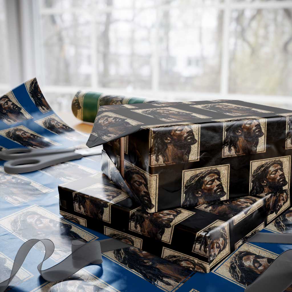Religious Black Jesus With Crown Of Thorns Wrapping Paper Roll TS11 Black Print Your Wear