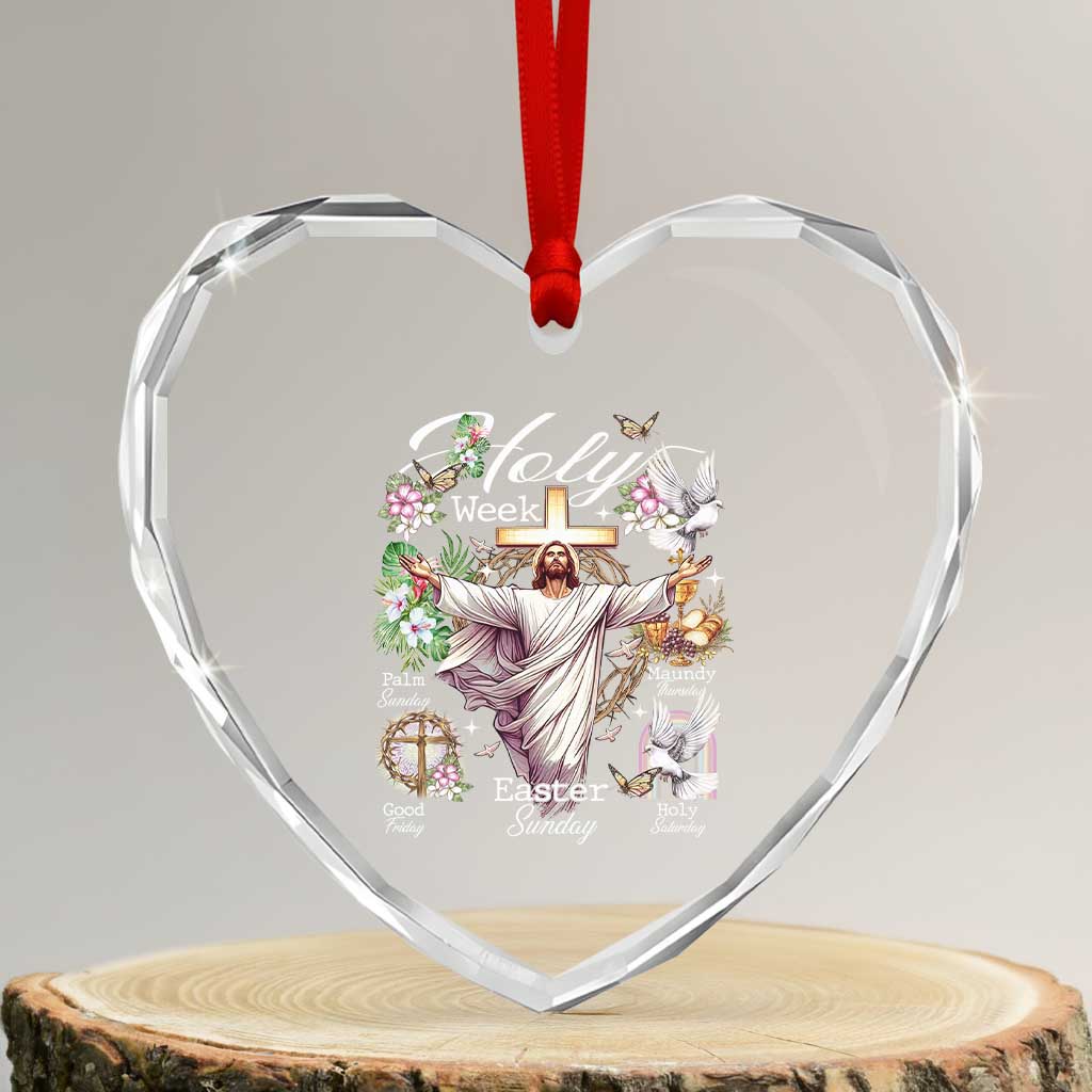 Religious Christian Easter Holy Week Christ Jesus Heart Crystal Glass Ornament TS11 Transparent Glass 3'' Heart Print Your Wear
