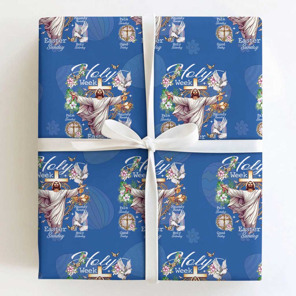 Religious Christian Easter Holy Week Christ Jesus Wrapping Paper Roll TS11 Royal Blue Print Your Wear