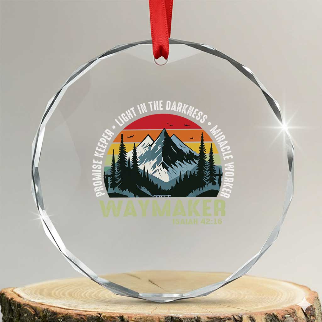 Religious Christian Waymaker Crystal Glass Ornament Promise Keeper Light In The Darkness Miracle Worker TS11 Transparent Glass 3'' Circle Print Your Wear