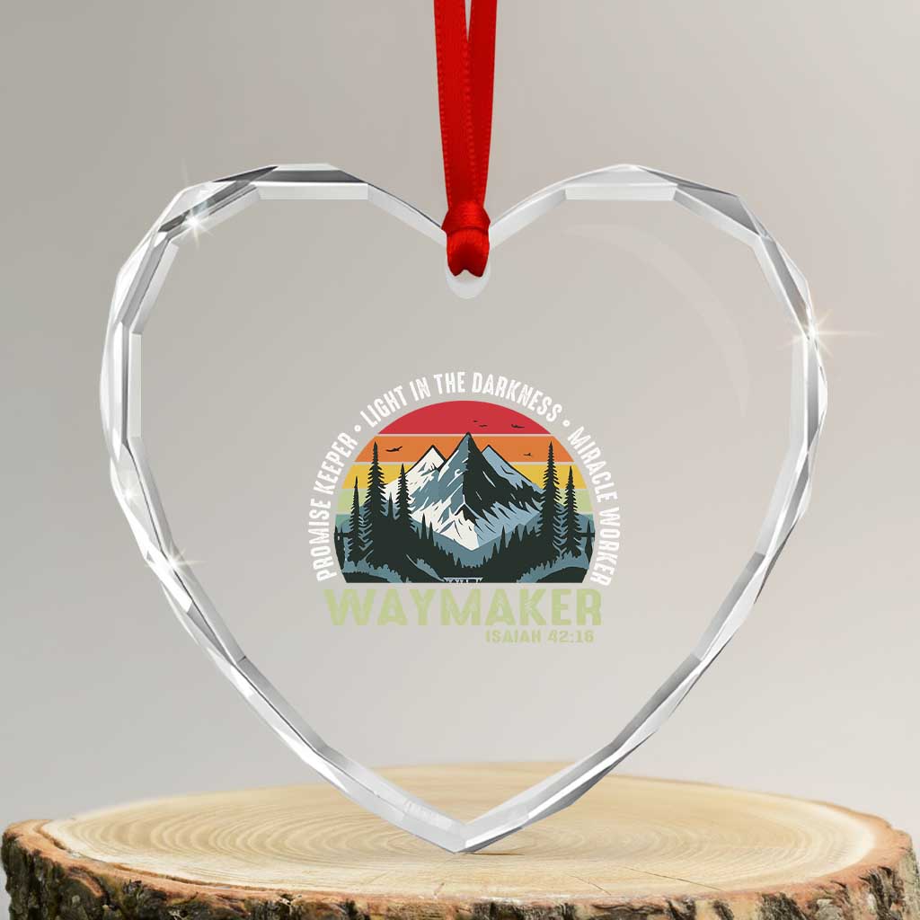 Religious Christian Waymaker Heart Crystal Glass Ornament Promise Keeper Light In The Darkness Miracle Worker TS11 Transparent Glass 3'' Heart Print Your Wear
