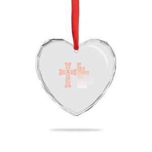 Religious Endometrial Cancer Awareness Heart Crystal Glass Ornament My God Is Stronger Than Cancer