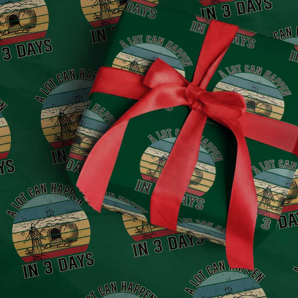 Religious Jesus Wrapping Paper Roll A Lot Can Happen In 3 Days Christian Retro TS02 Green Print Your Wear