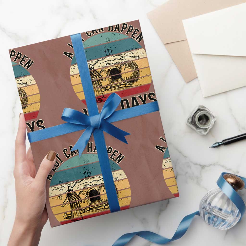 Religious Jesus Wrapping Paper Roll A Lot Can Happen In 3 Days Christian Retro TS02 Mocha Print Your Wear