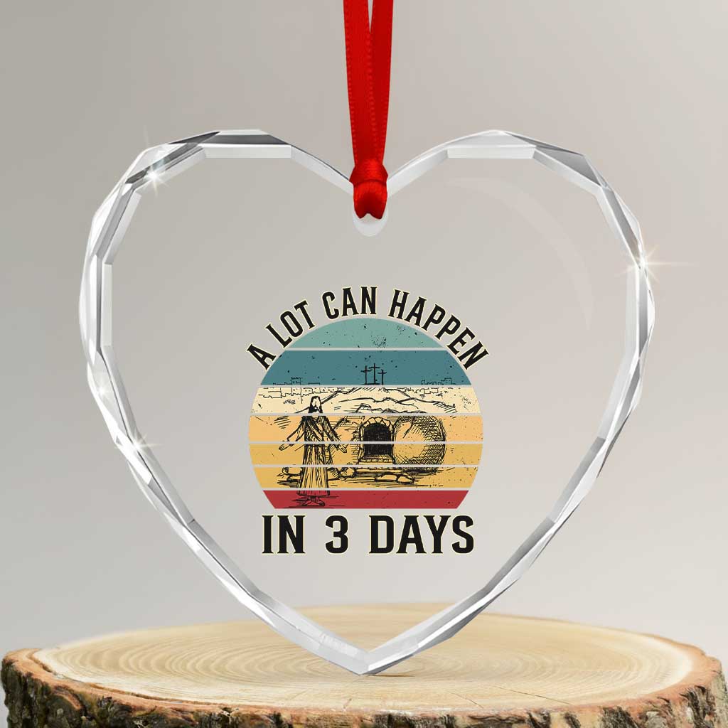 Religious Jesus Heart Crystal Glass Ornament A Lot Can Happen In 3 Days Christian Retro TS02 Transparent Glass 3'' Heart Print Your Wear