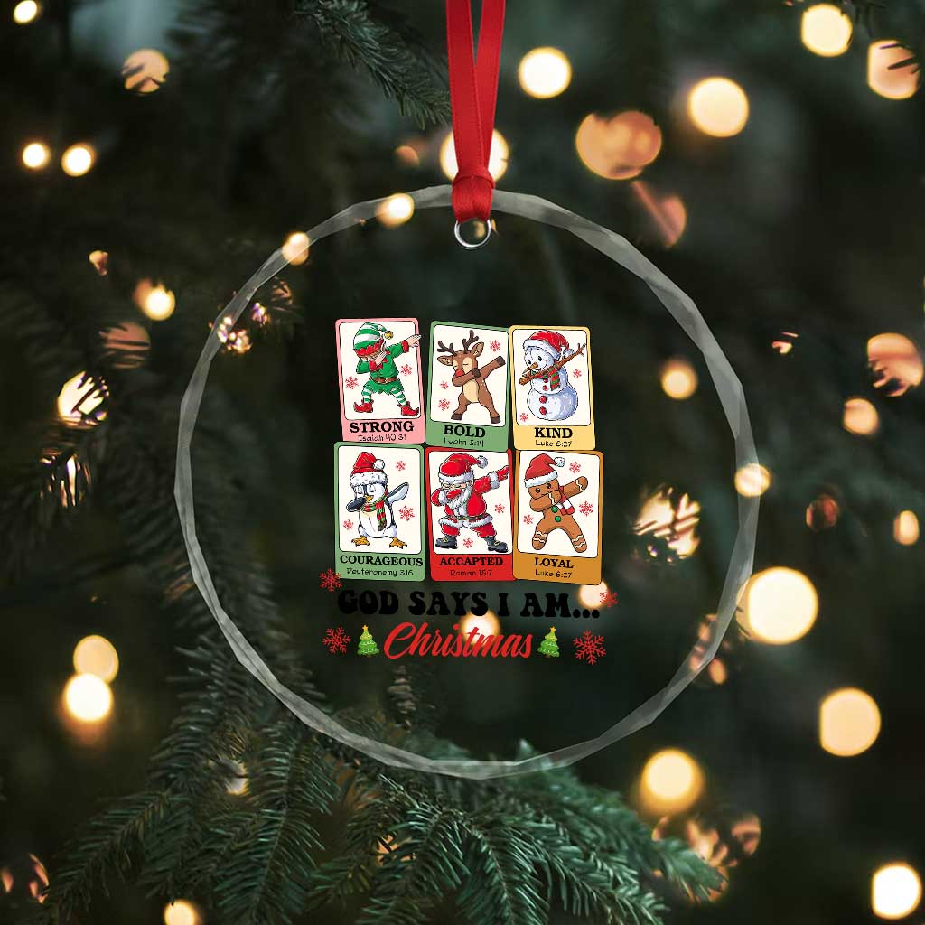 Religious Xmas Crystal Glass Ornament God Says I Am Christian Bible TS10 Print Your Wear