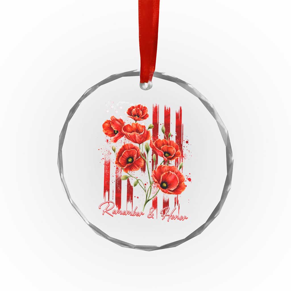 Remember And Honor Memorial Day Crystal Glass Ornament Red Poppy Flowers TS11 Print Your Wear