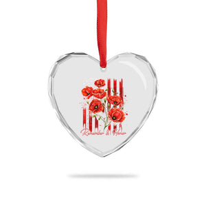 Remember And Honor Memorial Day Heart Crystal Glass Ornament Red Poppy Flowers TS11 Print Your Wear